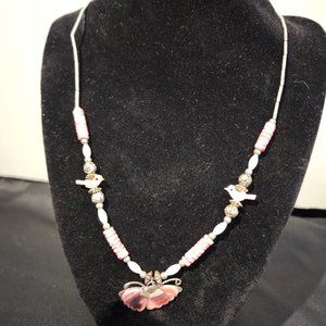 Vintage Fetish Style Necklace with Butterfly and birds